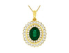 2.22CT DIAMOND & AAA EMERALD 14KT YELLOW GOLD OVAL & ROUND HALO FLOATING PENDANT