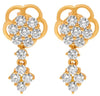 ESTATE 2.08CT DIAMOND 18KT YELLOW GOLD ROUND FLOWER TEAR DROP HANGING EARRINGS
