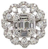 LARGE 2.07CT DIAMOND 18KT WHITE GOLD ROUND & BAGUETTE INVISIBLE FLOWER FUN RING
