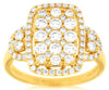 LARGE 1.25CT DIAMOND 14KT YELLOW GOLD 3D ROUND CLUSTER RECTANGULAR HALO FUN RING