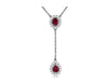 .53CT DIAMOND & AAA RUBY 14KT WHITE GOLD OVAL PEAR SHAPE & ROUND LARIAT NECKLACE