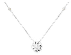 .41CT DIAMOND 14KT WHITE GOLD 3D ROUND SOLITAIRE BEZEL BY THE YARD LOVE NECKLACE