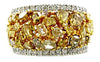 5.52CT MULTI COLOR DIAMOND 18KT 2 TONE GOLD MULTI SHAPE CLUSTER ANNIVERSARY RING