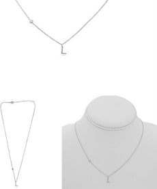 .09CT DIAMOND 14KT WHITE GOLD ROUND INITIAL L SOLITAIRE BY THE YARD FUN NECKLACE