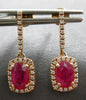 1.20CT DIAMOND & AAA RUBY 14K ROSE GOLD OVAL & ROUND SQUARE FUN HANGING EARRINGS