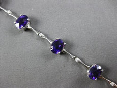 6.42CT DIAMOND & AAA AMETHYST 14K WHITE GOLD OVAL & ROUND BAMBOO TENNIS BRACELET