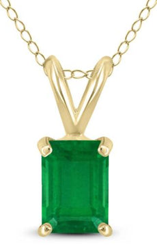 .30CT AAA EMERALD 14K YELLOW GOLD EMERALD CUT CLASSIC SOLITAIRE FLOATING PENDANT