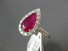 LARGE 3.0CT DIAMOND & AAA RUBY 14K WHITE GOLD PEAR SHAPE & ROUND ENGAGEMENT RING