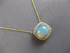 2.43CT DIAMOND & AAA AUSTRALIAN OPAL 14KT YELLOW GOLD CUSHION FLOATING PENDANT