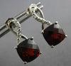 3.72CT DIAMOND & AAA GARNET 14KT WHITE GOLD CUSHION & ROUND FUN HANGING EARRINGS