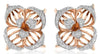 LARGE 1.08CT DIAMOND 14K ROSE GOLD 3D MULTI LEAF FLOWER CLIP ON HANGING EARRINGS