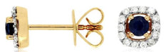 ESTATE .53CT DIAMOND & AAA SAPPHIRE 14KT YELLOW GOLD CLASSIC HALO STUD EARRINGS