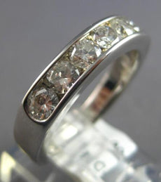 WIDE 1CT DIAMOND 14K WHITE GOLD CLASSIC 6 STONE CHANNEL WEDDING ANNIVERSARY RING