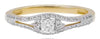ESTATE .28CT DIAMOND 14KT 2 TONE GOLD 3D CLASSIC 2 ROW FLORAL ENGAGEMENT RING