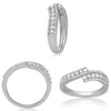 ESTATE .54CT DIAMOND 14K WHITE GOLD 3D ROUND CLASSIC 3 ROW CRISS CROSS LOVE RING
