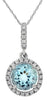 ESTATE .86CT DIAMOND & AAA AQUAMARINE 14K WHITE GOLD ROUND HALO FLOATING PENDANT