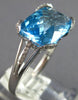 LARGE 4.14CT DIAMOND & AAA BLUE TOPAZ 14KT WHITE GOLD CUSHION & ROUND LOVE RING