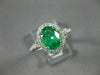 ESTATE WIDE 1.51CT DIAMOND & AAA EMERALD 14K WHITE GOLD 3D HALO ENGAGEMENT RING