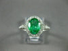 ESTATE WIDE 1.51CT DIAMOND & AAA EMERALD 14K WHITE GOLD 3D HALO ENGAGEMENT RING
