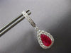LARGE 5.46CT DIAMOND AAA RUBY 14KT WHITE GOLD PEAR SHAPE HUGGIE HANGING EARRINGS