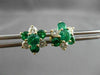 ESTATE 2.0CT DIAMOND & EMERALD 14KT YELLOW GOLD 3D FLOWER CLUSTER EARRINGS 24555