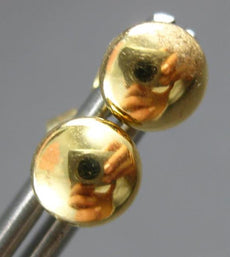 ESTATE 14KT YELLOW GOLD CLASSIC 3D ROUND FLAT FUN STUD EARRINGS #27589