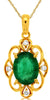 1.14CT DIAMOND & AAA EMERALD 14KT YELLOW GOLD OVAL & ROUND MULTI HEART PENDANT