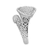 ESTATE .79CT DIAMOND 18KT WHITE GOLD PAVE CLASSIC MILGRAIN PEAR SHAPE SNAKE RING