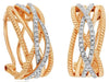 WIDE .35CT DIAMOND 14KT ROSE GOLD MULTI ROW CRISS CROSS CLIP ON HANGING EARRINGS