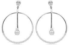 ESTATE .50CT DIAMOND 14KT WHITE GOLD 3D CIRCULAR TEAR DROP FUN HANGING EARRINGS