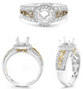 ESTATE .51CT DIAMOND 18KT 2 TONE GOLD ROUND 4 PRONG MULTI HEART SEMI MOUNT RING