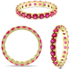 ESTATAE 2.37CT DIAMOND & AAA RUBY 14K YELLOW GOLD 3D FILIGREE ETERNITY LOVE RING