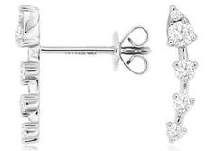 ESTATE .30CT DIAMOND 14KT WHITE GOLD CLASSIC GRADUATING JOURNEY HANGING EARRINGS