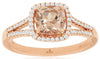 1.06CT DIAMOND & AAA MORGANITE 14K ROSE GOLD CUSHION & ROUND FUN ENGAGEMENT RING