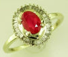 1.15CT DIAMOND & AAA RUBY 14KT YELLOW GOLD 3D OVAL & BAGUETTE BALLERINA FUN RING