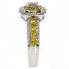 1.14CT WHITE PINK & FANCY YELLOW DIAMOND 18KT TRI COLOR GOLD 3D ENGAGEMENT RING