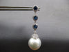 ESTATE LARGE 3.06CT DIAMOND & AAA SAPPHIRE & SOUTH SEA PEARL 18KT WHITE GOLD EARRINGS