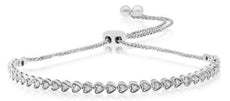 .73CT DIAMOND 18KT WHITE GOLD 3D MULTI HEART FLEXIBLE ADJUSTABLE TENNIS BRACELET