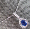 1.23CT DIAMOND & AAA CEYLON SAPPHIRE 14KT WHITE GOLD PEAR SHAPE FLOATING PENDANT