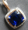 2.90CT DIAMOND & AAA SAPPHIRE 14KT WHITE & ROSE GOLD 3D CUSHION & ROUND PENDANT