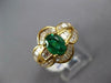 ESTATE LARGE 2.16CT DIAMOND & AAA EMERALD 18K YELLOW GOLD FLOWER ENGAGEMENT RING