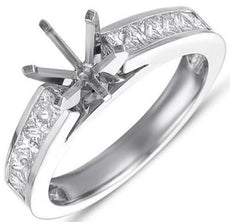 .90CT DIAMOND 14K WHITE GOLD CLASSIC 6 PRONG CHANNEL SEMI MOUNT ENAGAGEMENT RING
