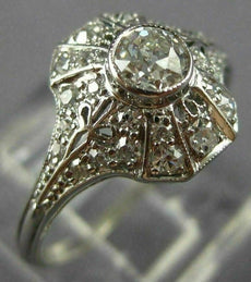 ANTIQUE .76CT OLD MINE DIAMOND PLATINUM GOLD 3D FILIGREE ENGAGEMENT RING #26496