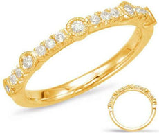 .22CT DIAMOND 14KT YELLOW GOLD 3D ROUND PRONG & BEZEL FILIGREE ANNIVERSARY RING