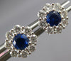 ESTATE 1.03CT DIAMOND & AAA SAPPHIRE 14K WHITE GOLD CLASSIC FLOWER STUD EARRINGS