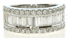 1.79CT DIAMOND 18K WHITE GOLD 3D ROUND & BAGUETTE SEMI ETERNITY ANNIVERSARY RING