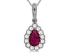 .59CT DIAMOND & AAA RUBY 14KT WHITE GOLD PEAR SHAPE & ROUND SEMI BEZEL PENDANT