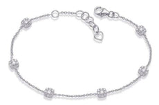 .61CT DIAMOND 14K WHITE GOLD MULTI FLOWER SQUARE HEART BY THE YARD LOVE BRACELET