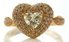 1.42CT PINK & FANCY YELLOW DIAMOND 18KT ROSE GOLD 3D HEART SHAPE ENGAGEMENT RING