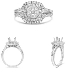 .60CT DIAMOND 14KT WHITE GOLD 3D ROUND SEMI ETERNITY SEMI MOUNT ENGAGEMENT RING